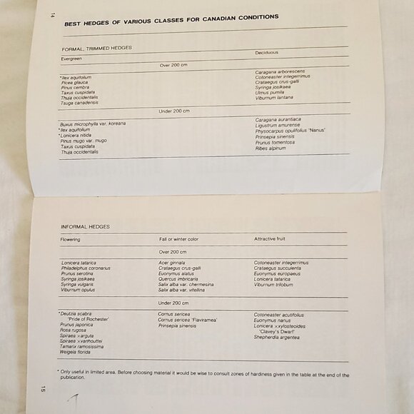 Hedges For Canadian Gardens - Agriculture Canada 1980 -38 Pg Booklet maps charts - Picture 7 of 9